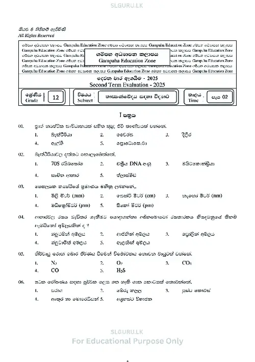 Grade 12 SFT Second Term 2025 Gampaha Educational Zone (SM) thumbnail